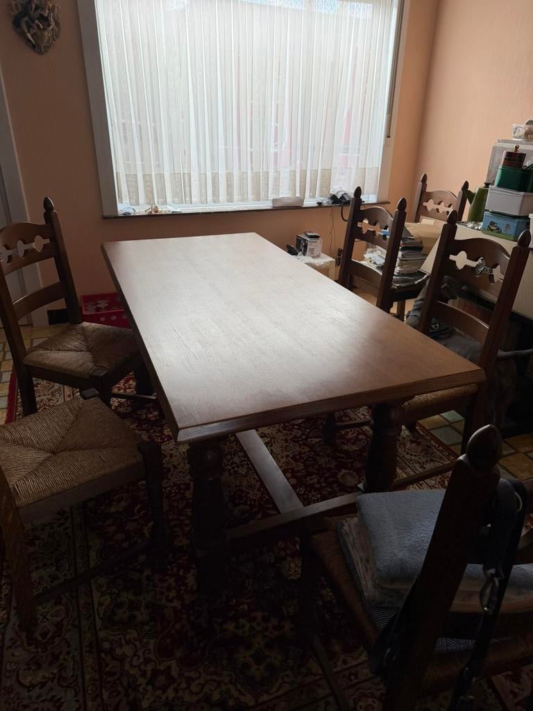 Table en chêne avec 6 chaises, Maison & Meubles, Salles à manger complètes, Enlèvement, Comme neuf