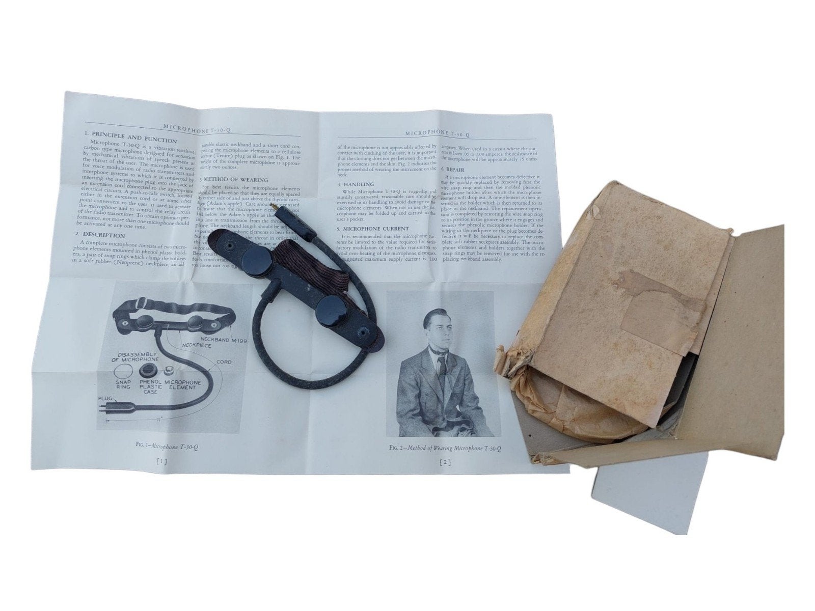 Microphone de gorge T-30-S de l'armée américaine WW2 (4), Collections, Objets militaires | Seconde Guerre mondiale, Enlèvement ou Envoi