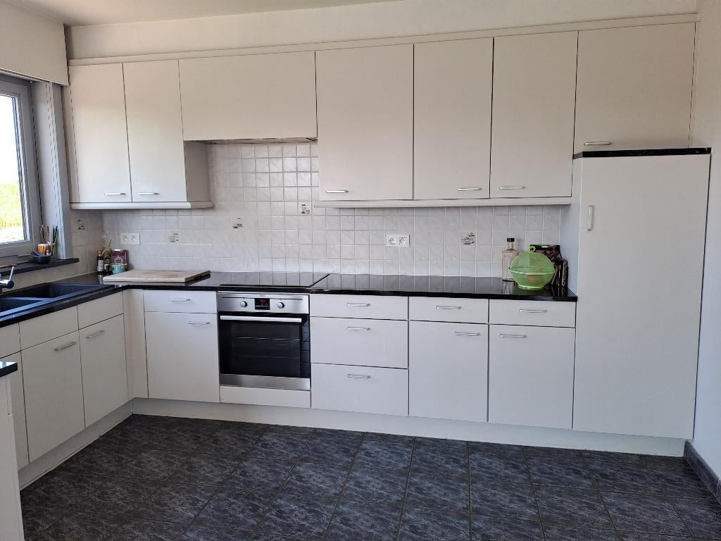 volledige keuken met werkblad in natuursteen, Huis en Inrichting, Ophalen, Gebruikt, Wit, Hoekkeuken