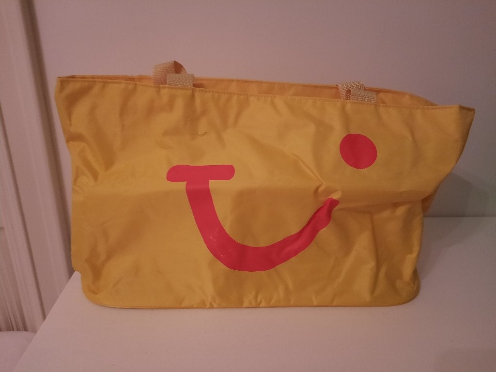 Vintage strandtas / reistas JETAIR / geel, Ophalen, 40 tot 60 cm, Gebruikt, Geel