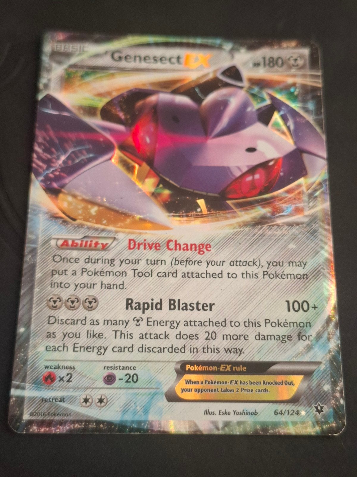 Dit is een Genesect-EX (64/124) Pokémon-kaart uit de XY: Fat, Ophalen of Verzenden