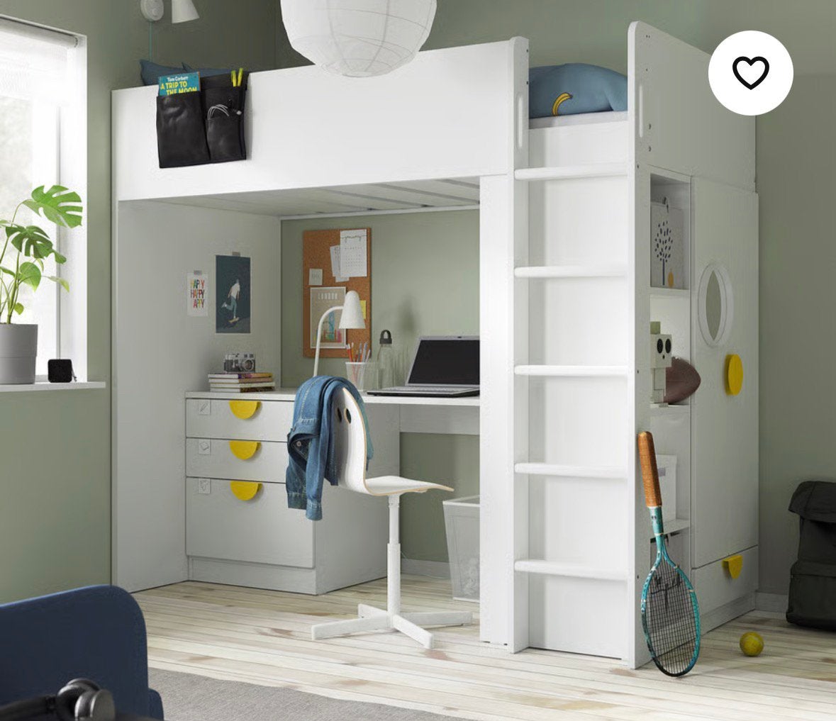 Ikea hoogslaper met bureau en kast, Enlèvement, Comme neuf, Lit mezzanine