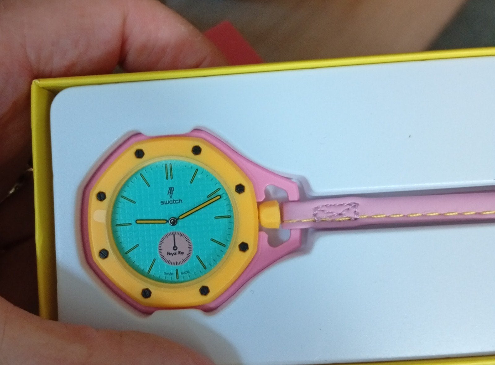 Audemars Piquet Swatch Royal Pop horloge, Overige materialen, Zakhorloge, Leer, Swatch