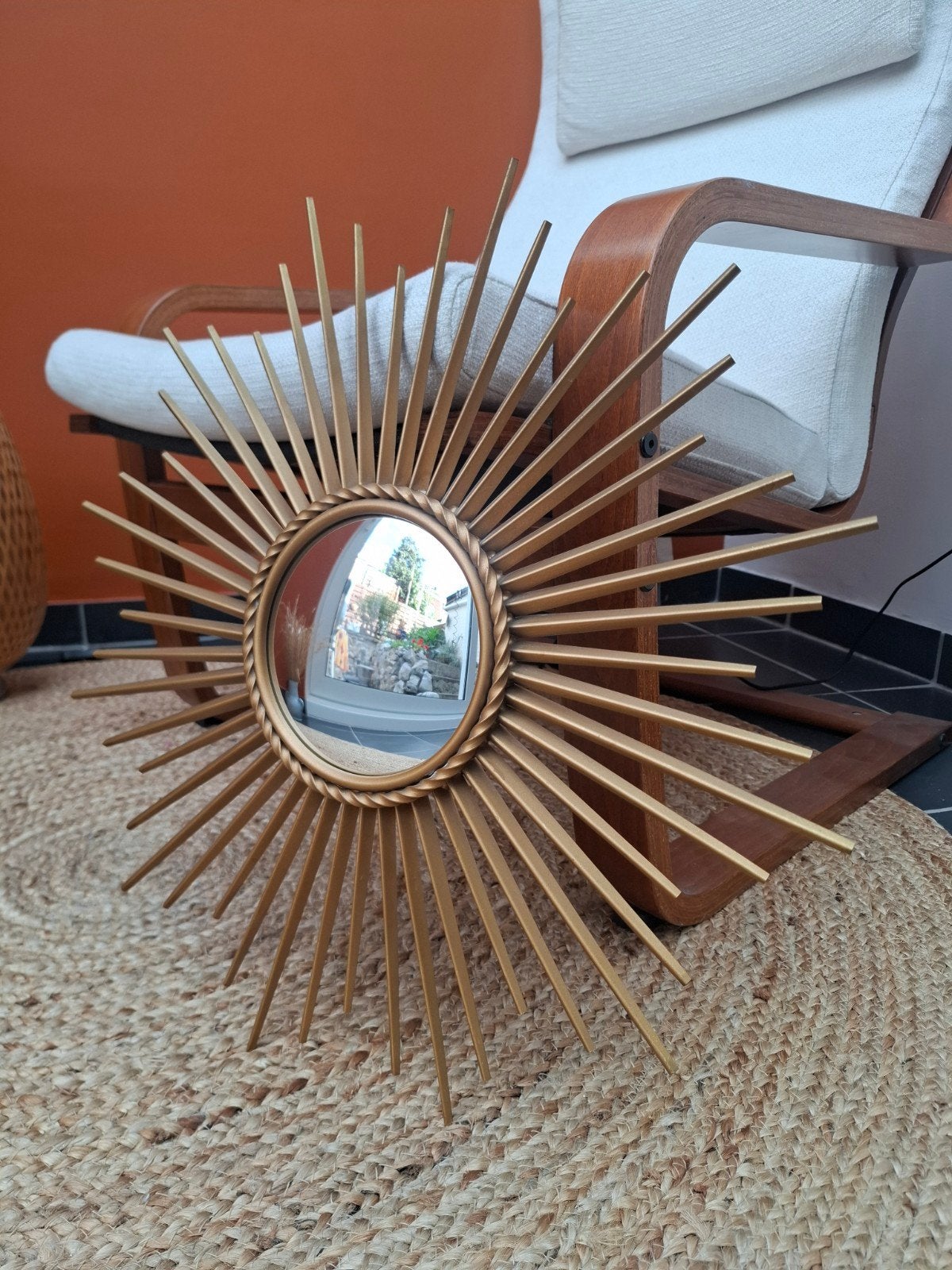 miroir soleil chaty vallauris 50cm signé au dos 1960, Enlèvement ou Envoi