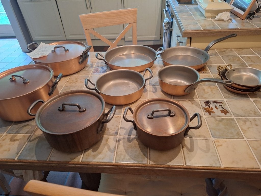 Set kookpannen, Huis en Inrichting, Keuken | Potten en Pannen, Ophalen, Koper, Pannenset, Zo goed als nieuw