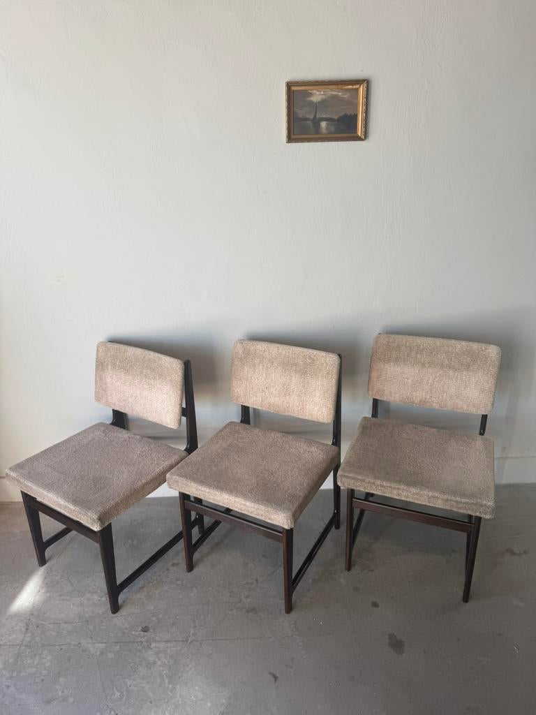 Vintage / retro design stoelen set van 6, Huis en Inrichting, Stoelen, Ophalen, Stof