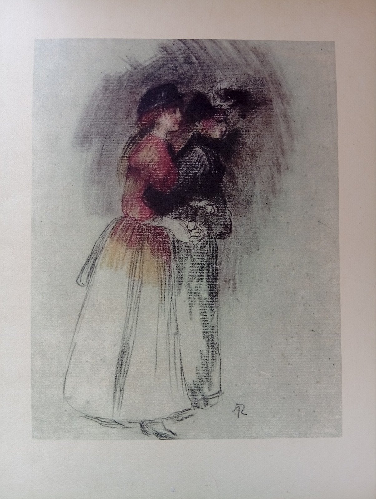 Renoir. Les 2 élégantes. Gravure ancienne., Antiquités & Art, Gravure