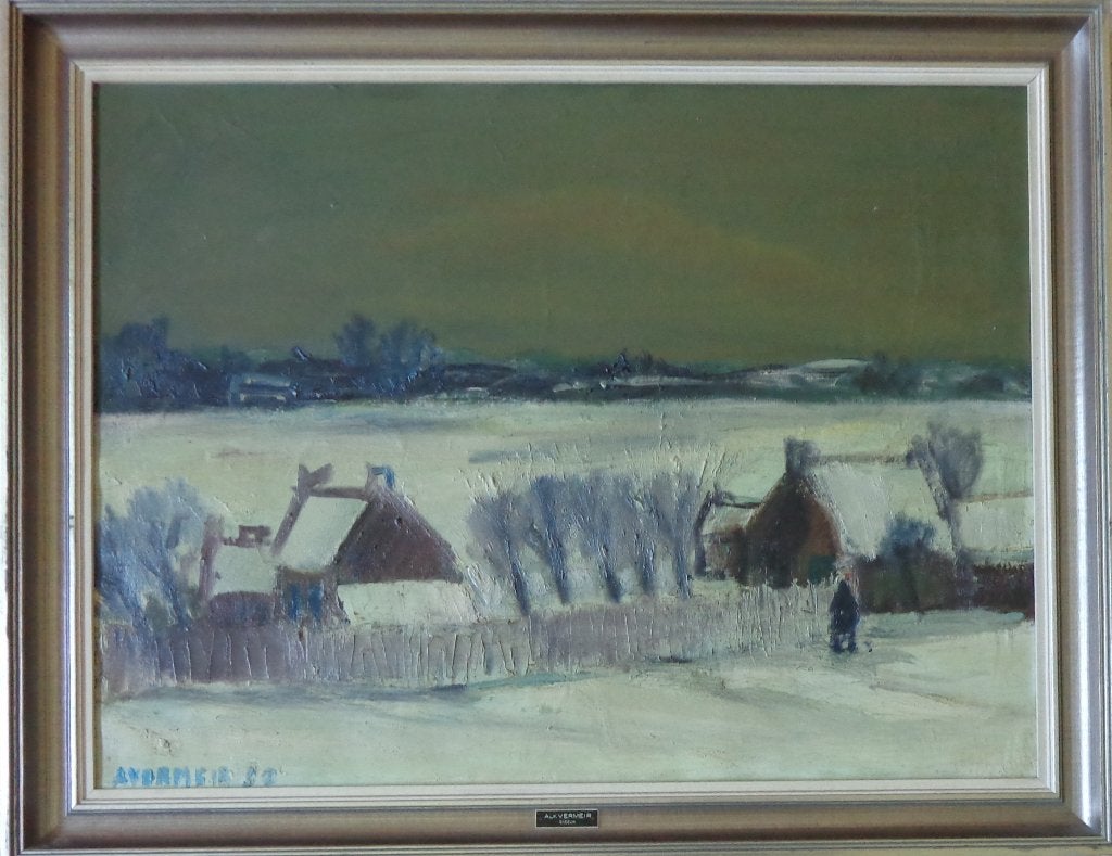 ALFONS VERMEIR / SNEEUW / OLIEVERF DOEK / 75x96cm / KADER, Antiek en Kunst, Ophalen