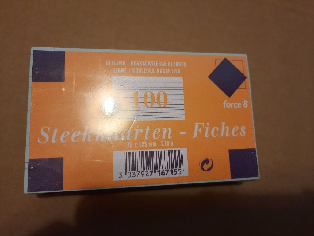nieuw pakket gekleurde steekkaarten gelijnd 100 stuks, Ophalen of Verzenden, Nieuw