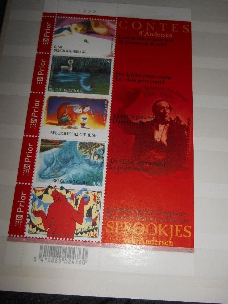 Feuillet de 5 Timbre Belge Prior " contes d' Andersen", Timbres & Monnaies, Timbres | Europe | Belgique, Enlèvement ou Envoi