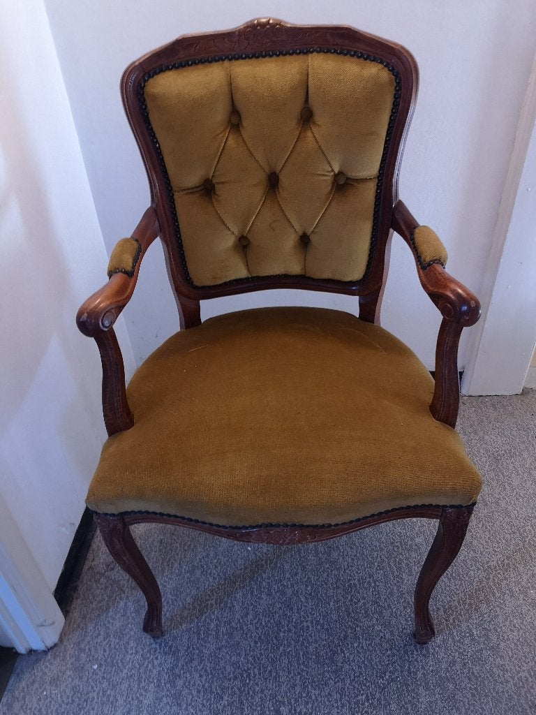 Chaise ancienne en velours jaune, Antiquités & Art, Enlèvement