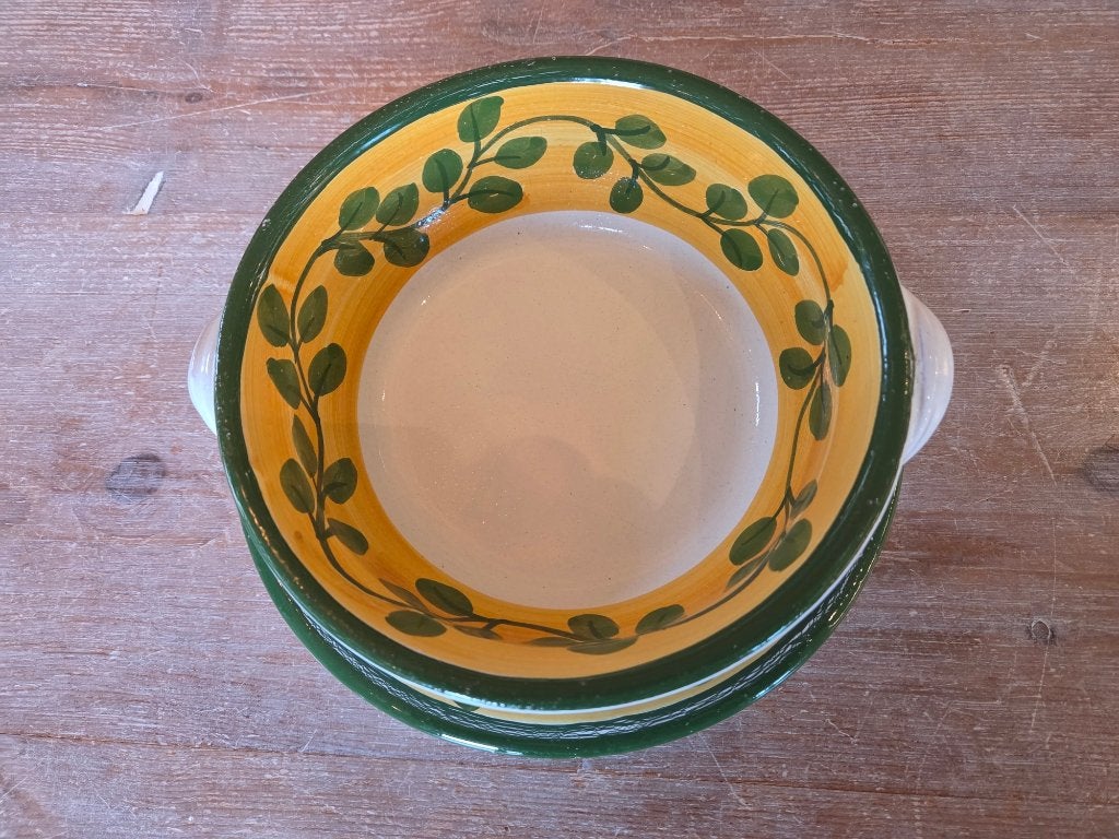 Plat avec soucoupe en branche d'olivier, Enlèvement ou Envoi, Poterie, Comme neuf, Campagne/Folklorique