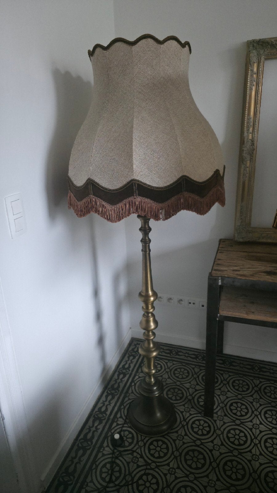 Vintage grote lampedair in bronze, Antiek en Kunst, Ophalen