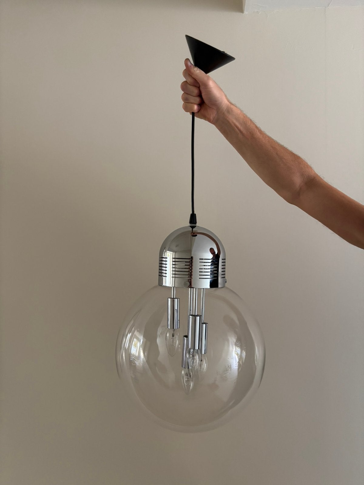 Vintage design lamp, Ophalen, Gebruikt, Glas