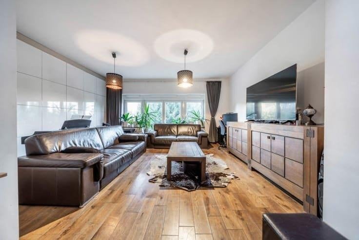 ️ Salon en cuir véritable 3 + 2 places – Bon état, Enlèvement, Utilisé, Cuir
