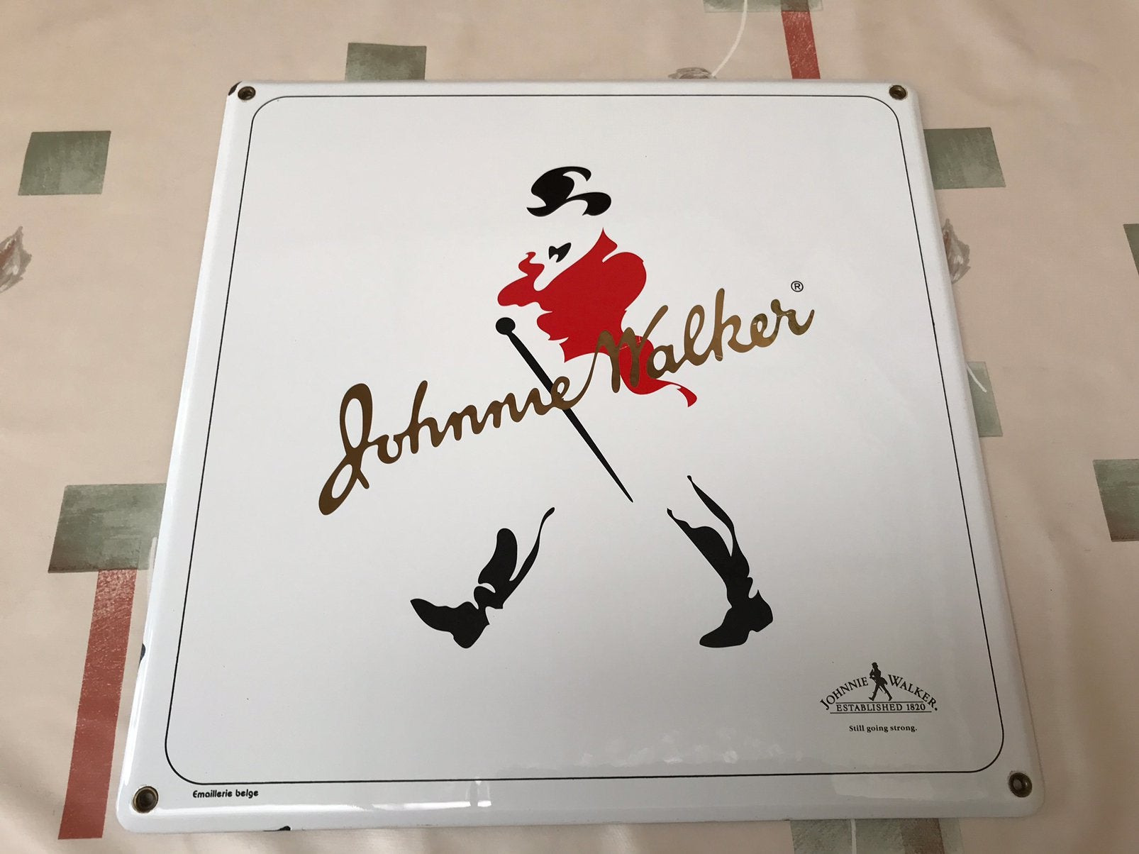 Panneau publicitaire belge en émail Johnnie Walker, Enlèvement ou Envoi, Utilisé, Panneau publicitaire