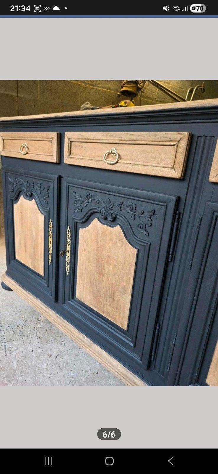 Superbe enfilade chêne massif patine Liberon anthracite, Maison & Meubles, Enlèvement