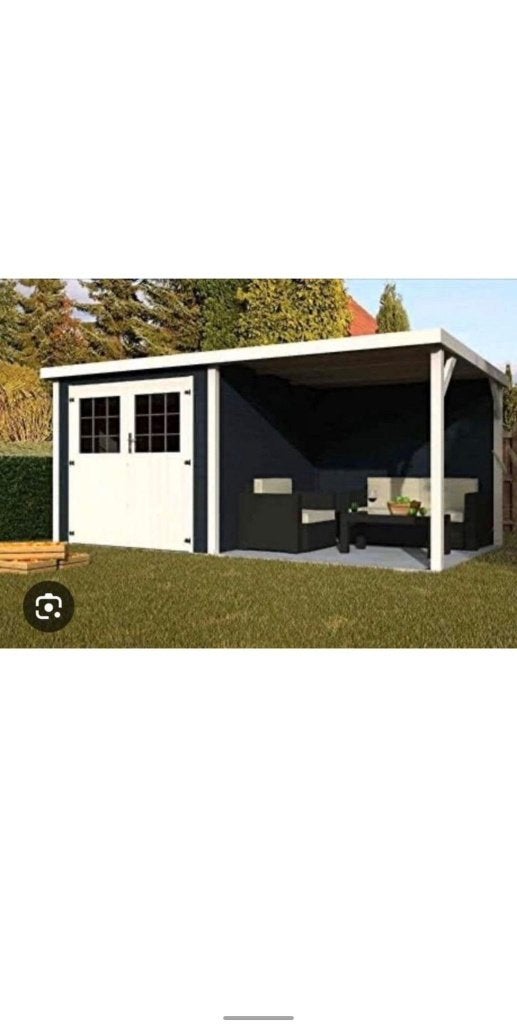 Abri de jardin 461cm x 233cm avec auvent, 2 fenêtres, Enlèvement, 500 cm ou plus, Abri de jardin