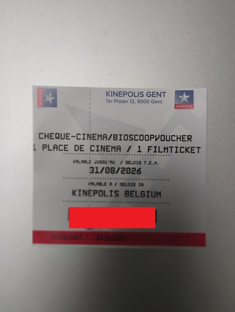 Billet/voucher Kinepolis - VALABLE AUJOURD'HUI UNIQUEMENT, Une personne