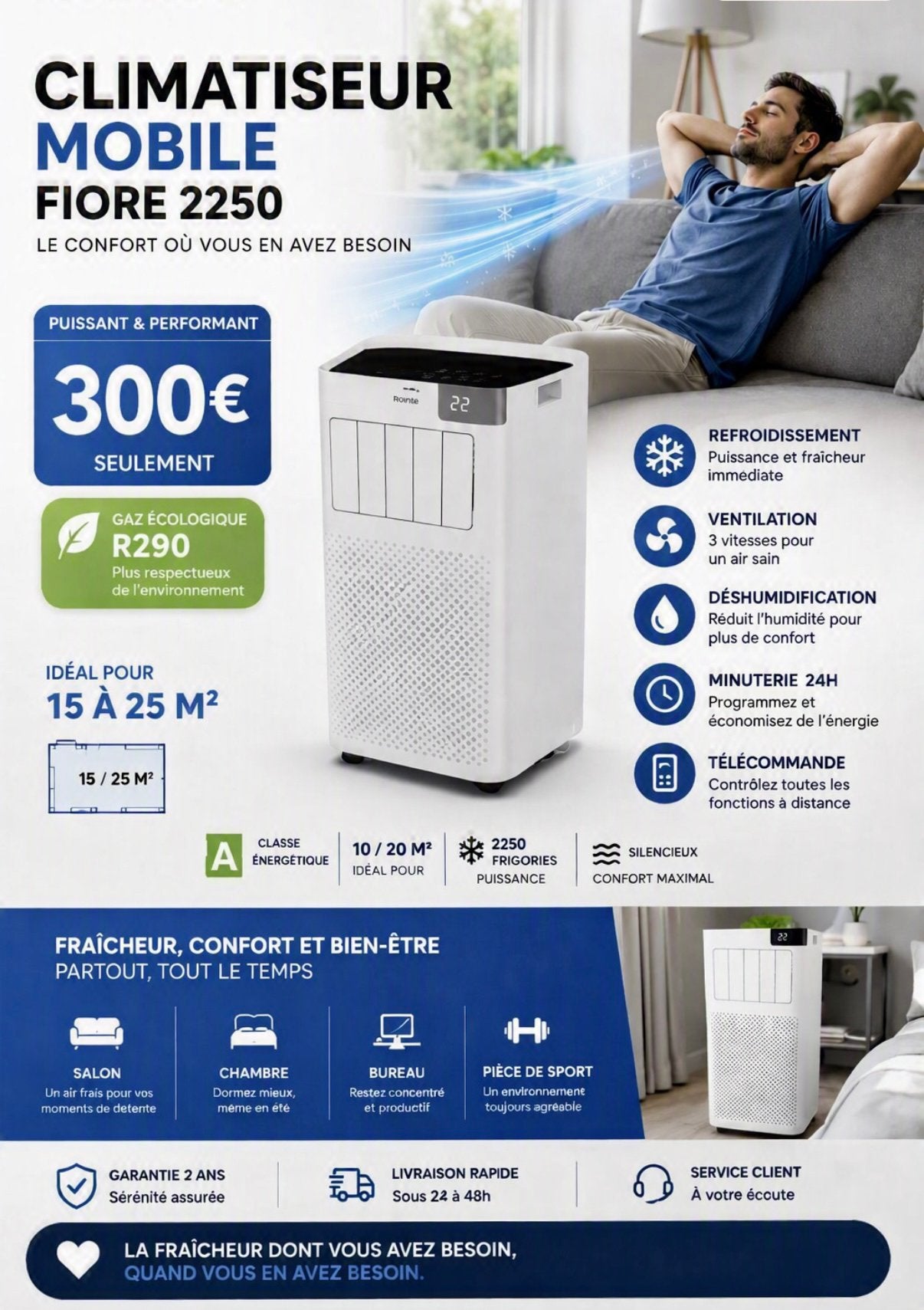 Climatiseur, Electroménager, Neuf, Enlèvement ou Envoi, Refroidissement et Déshumidification, Moins de 60 m³