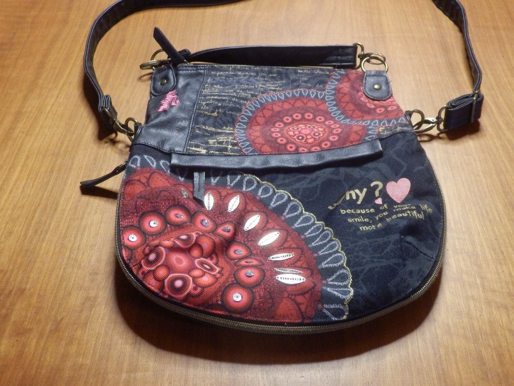 (20) - sac de femme noir rouge - desigual -, Ophalen of Verzenden, Zo goed als nieuw, Rood, Schoudertasje