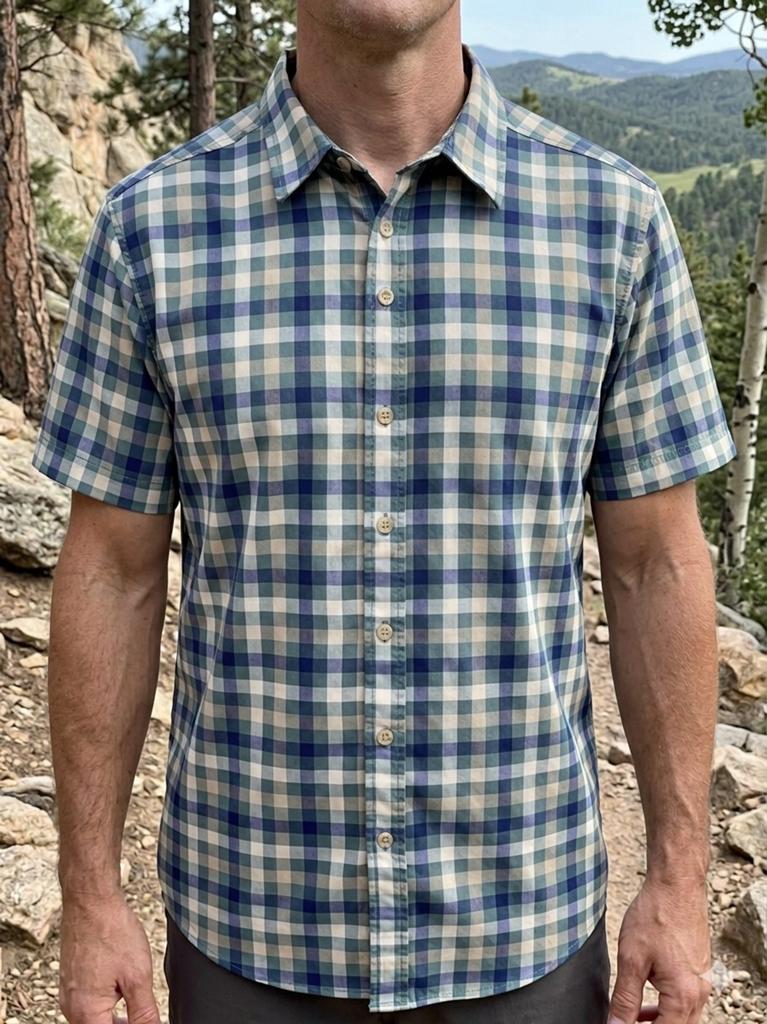 Chemise manches courtes Eddie Bauer homme L, chemise Rando, Tour de cou 41/42 (L), Enlèvement ou Envoi, Comme neuf, Bleu