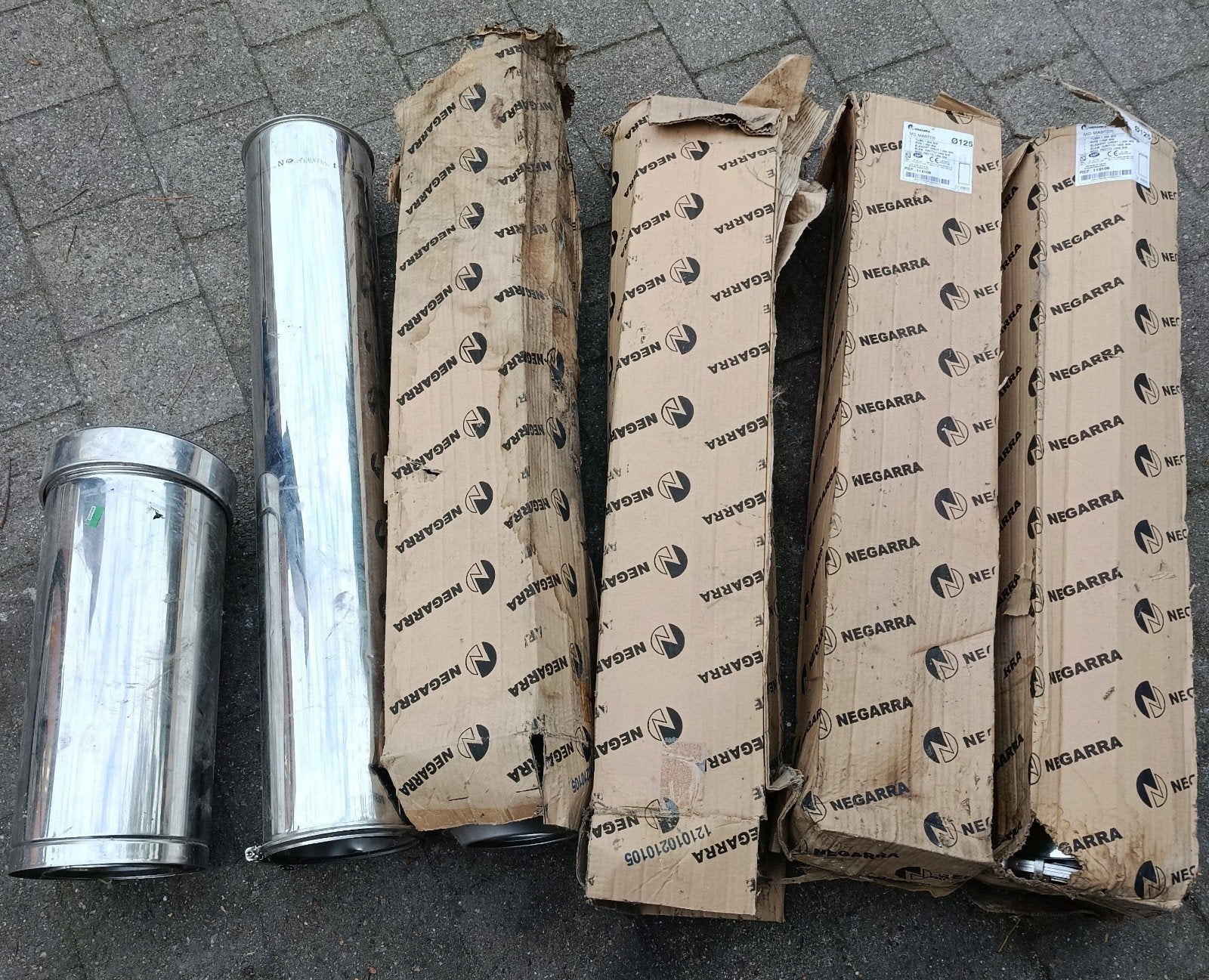 Dubbelwandige RVS Rookgasafvoer / Kachelpijp 125mm, Ophalen, Nieuw, 4 tot 6 meter, 80 mm of meer