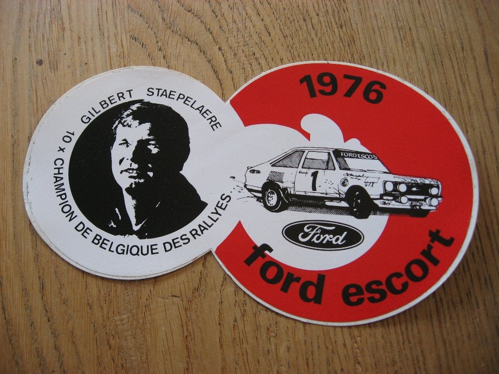 Vintage Sticker Ford Escort 1976 Gilbert Staepelaere, Collections, Enlèvement ou Envoi, Neuf, Voiture ou Moto