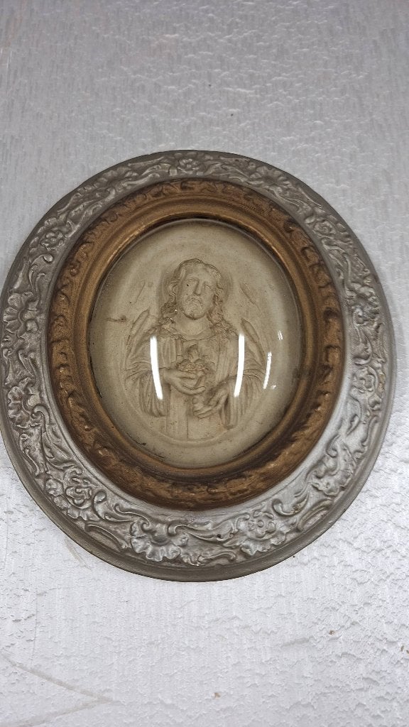 Antiek heilig hart onder bolglas, Antiek en Kunst, Antiek | Religieuze voorwerpen, Ophalen of Verzenden