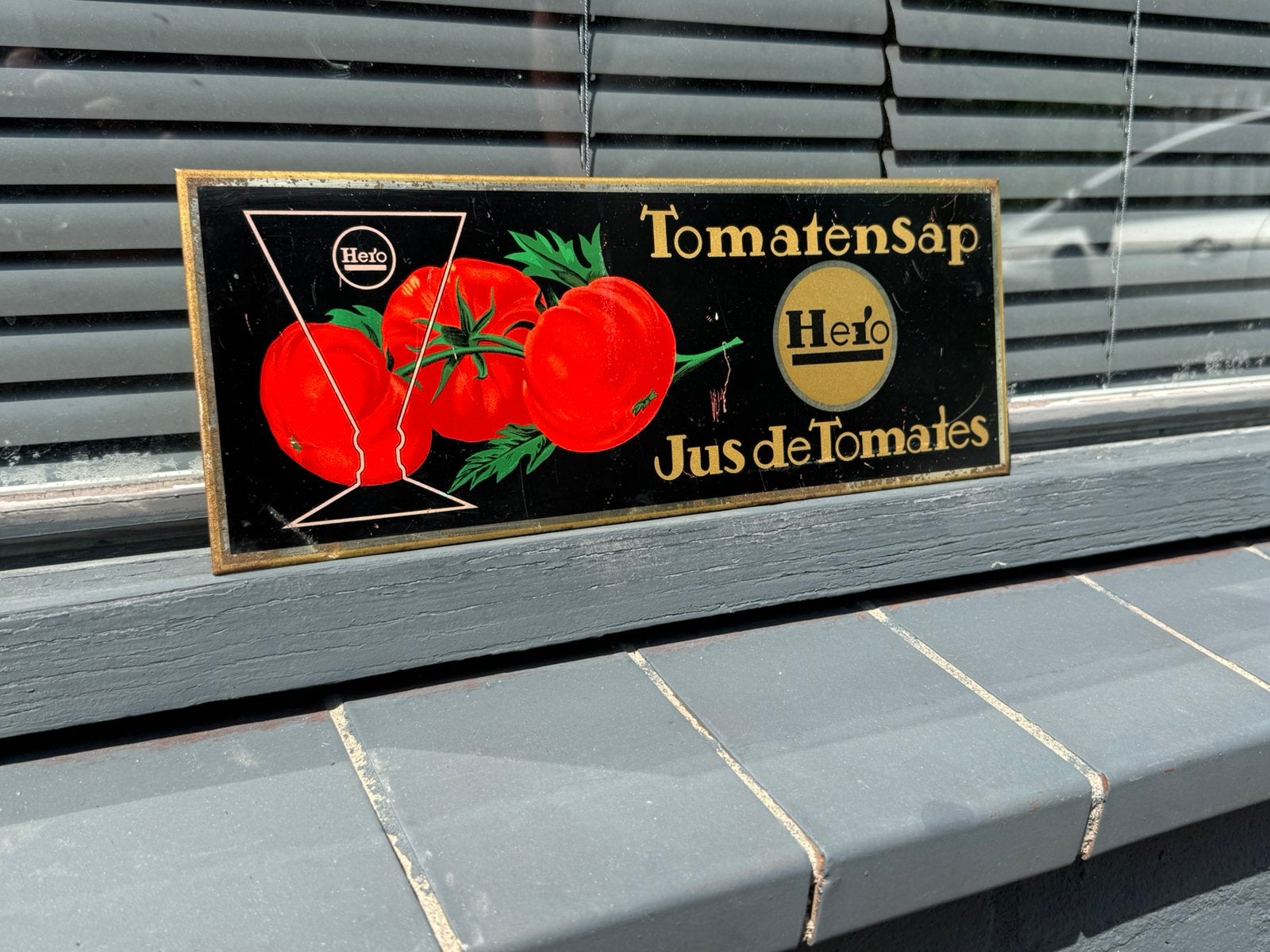 Hero Tomatensap oud reclamebord 1955, Ophalen of Verzenden, Gebruikt, Reclamebord
