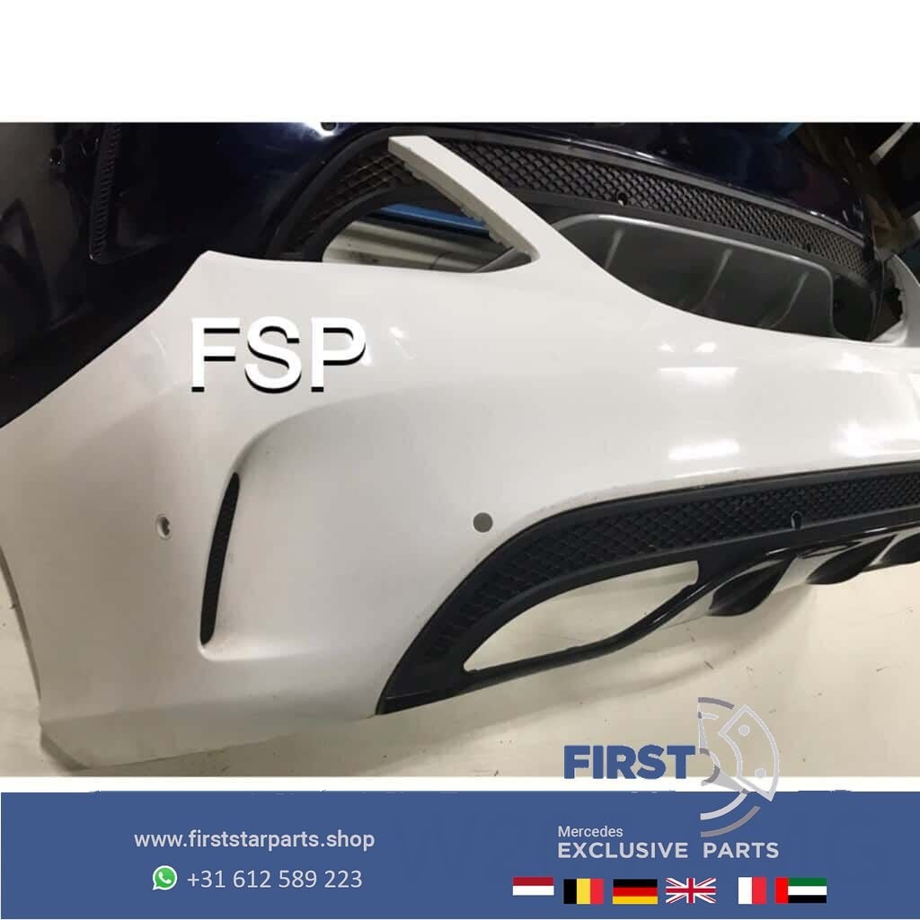 W205 Mercedes C Klasse Sedan AMG Achterbumper2014-2020 zwart, Gebruikt, -, Ophalen of Verzenden, Achter