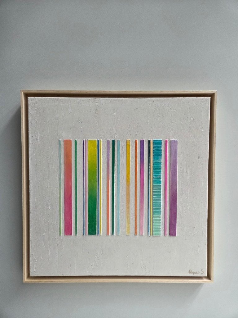 Origineel Ingekaderd Werk Sandra Hapers "Becoming" 50x50, Antiek en Kunst, Kunst | Schilderijen | Modern, Ophalen of Verzenden