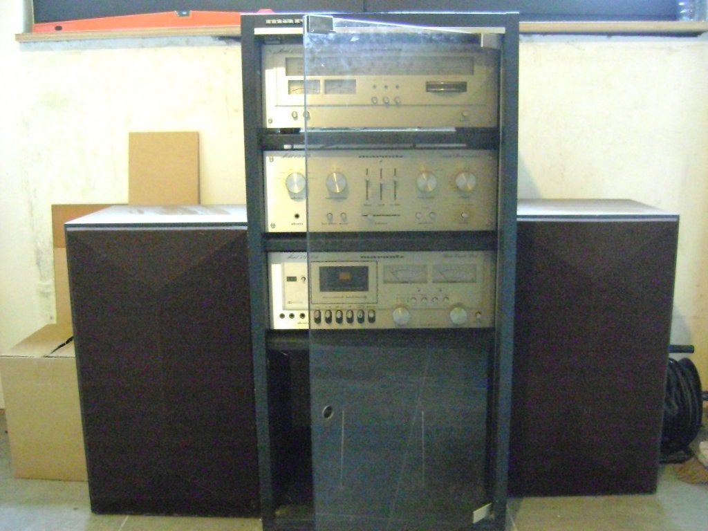 vintage Marantz stereo tuner versterker cassette in meubel, Autres marques, Tuner ou Radio, Enlèvement, Utilisé