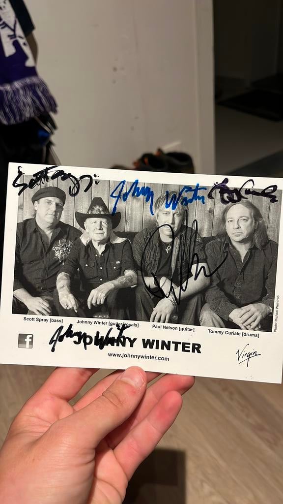 Gesigneerde foto Johnny Winter, Ophalen, Foto
