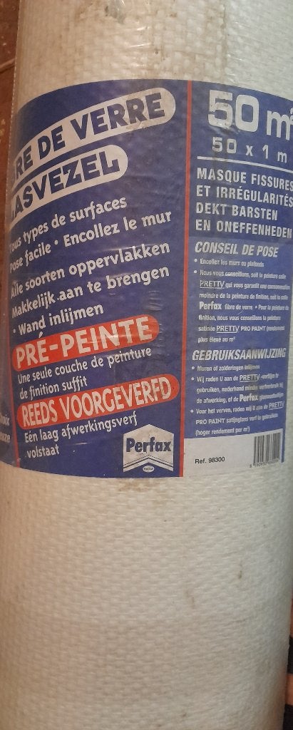 behang, glasvezel, Ophalen, 50 tot 75 m², Wit, Voorgeverfd, wit