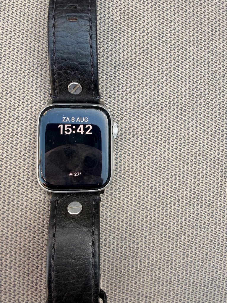 Apple Watch Series 5 - 44mm – Zilver – Diesel lederen band, Ophalen, Apple Watch, IOS, Zo goed als nieuw