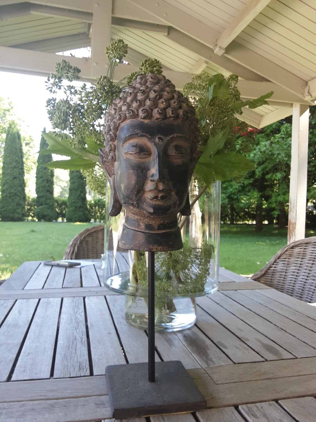 Budha hoofd op sokkel, Ophalen
