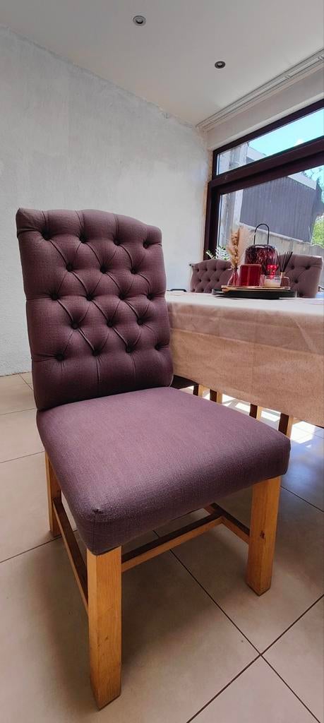 Prachtige gecapitonneerde 6 stuks eetkamerstoelen, Huis en Inrichting, Ophalen, Stof