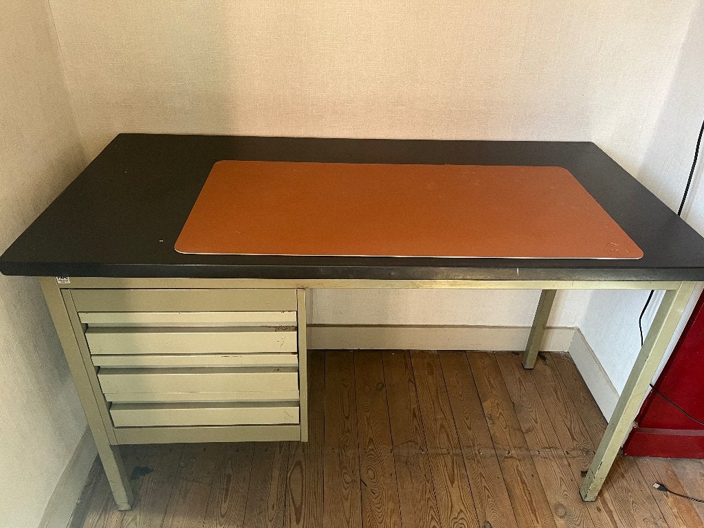 Solide metalen bureau - vintage, Huis en Inrichting, Ophalen, Overige typen, Groen, Gebruikt