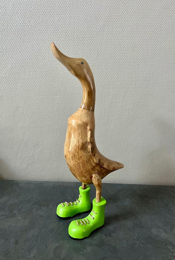 Canard en bois - Bottes vertes, Collections, Collections Animaux, Comme neuf, Statue ou Figurine, Autres, Enlèvement ou Envoi