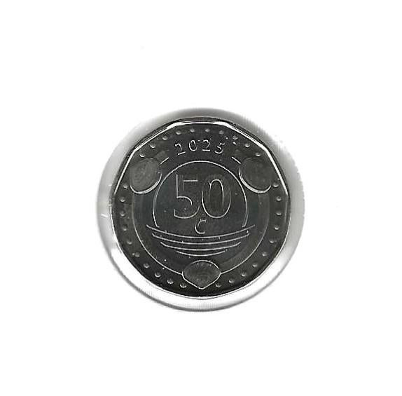 Curaçao, 50 Cent 2025., Ophalen of Verzenden, Zuid-Amerika, Losse munt