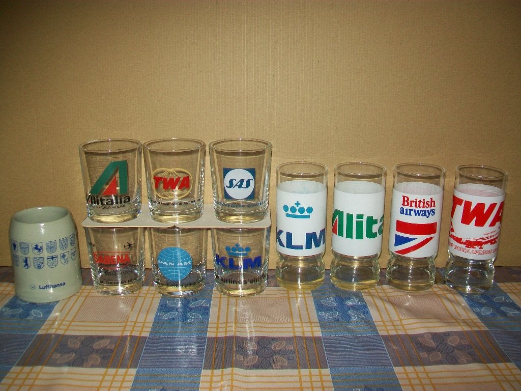 Luchtvaart Vliegtuig Glazen Glas Sabena KLM Retro Vintage, Ophalen of Verzenden, Zo goed als nieuw, Overige typen