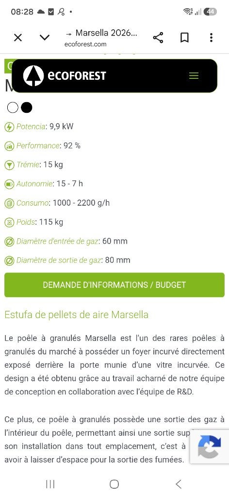 Poêle à pellet ecoforest marsella, Maison & Meubles, Neuf, Autres carburants, Enlèvement, Poêle à granulés