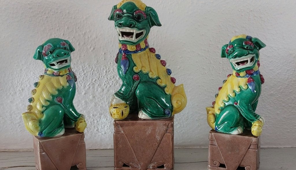 chien fô en céramique émaillée, Antiquités & Art, Enlèvement ou Envoi