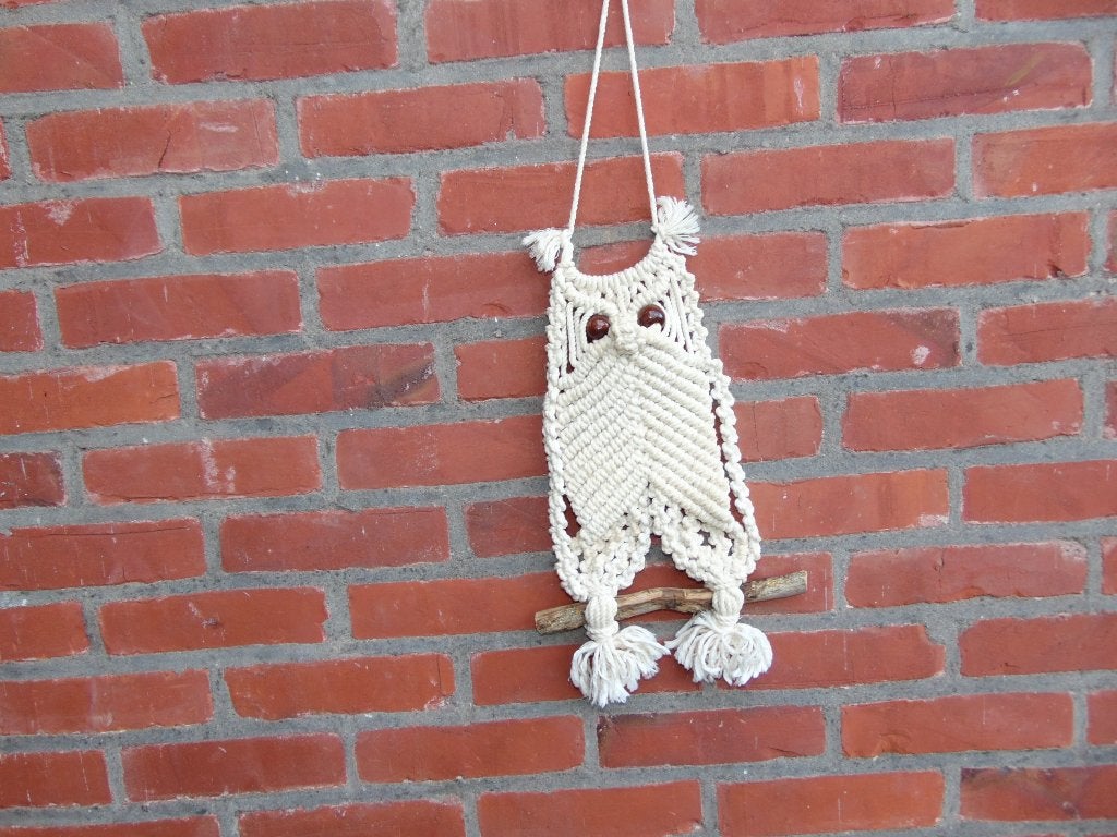 Retro uil in macramé, Verzamelen, Ophalen of Verzenden, Huis en Inrichting