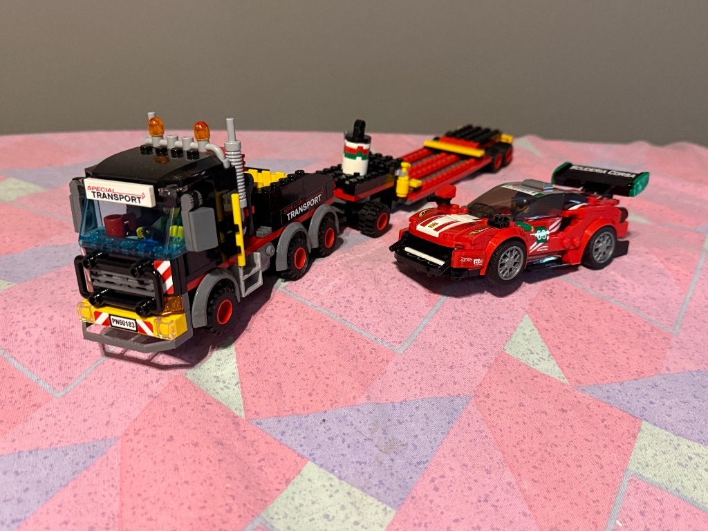 Camion Lego et voiture de course en bon état, Enlèvement ou Envoi, Lego, Comme neuf, Racers