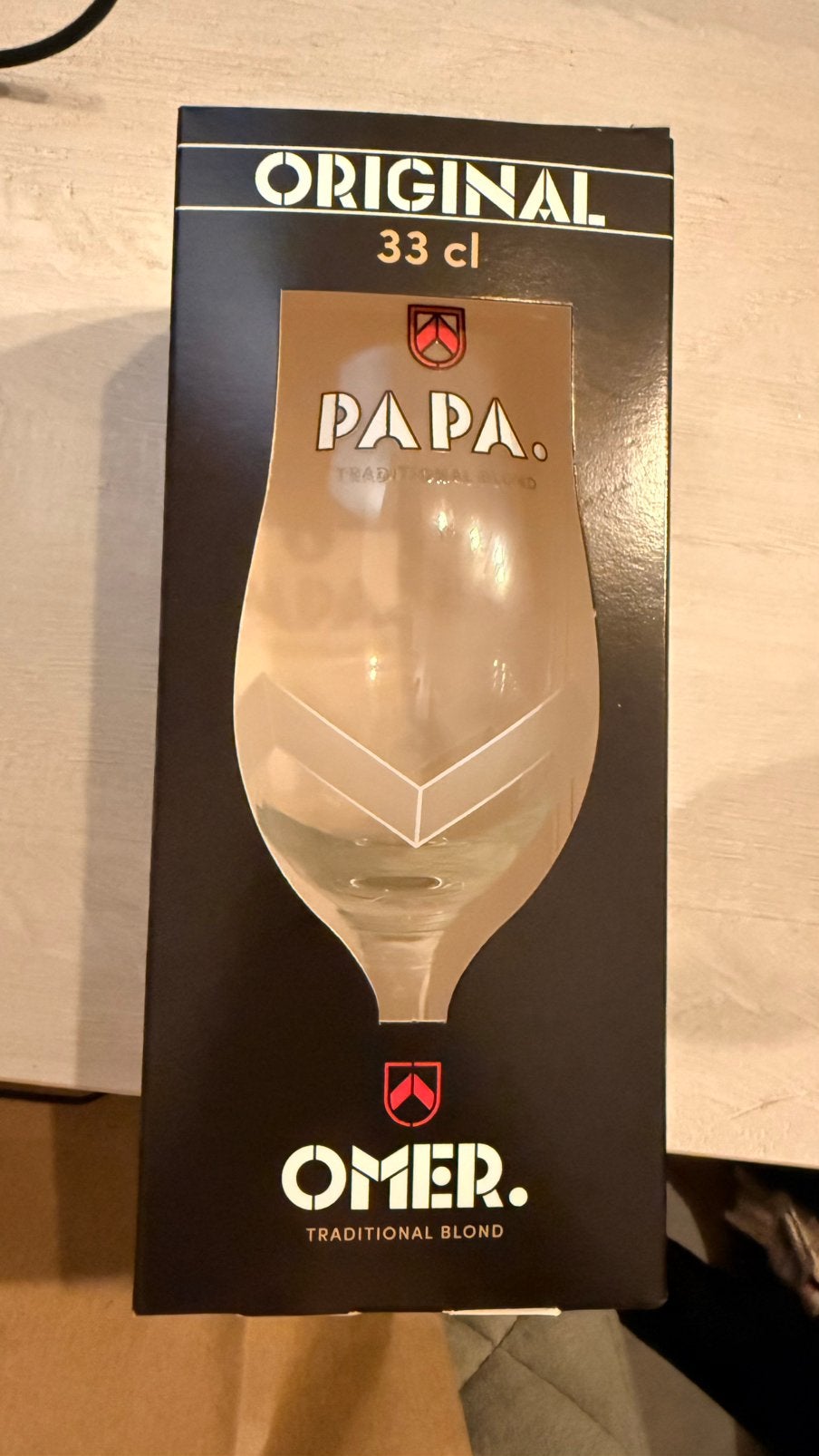Omer “Papa” glas te ruil, Collections, Marques de bière, Enlèvement, Neuf, Verre ou Verres, Autres marques