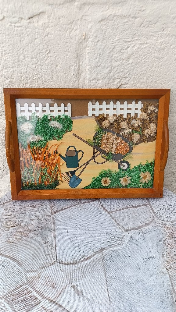 Neuf-Magnifique plateau bois et verre avec fleurs séchéesm, Enlèvement ou Envoi