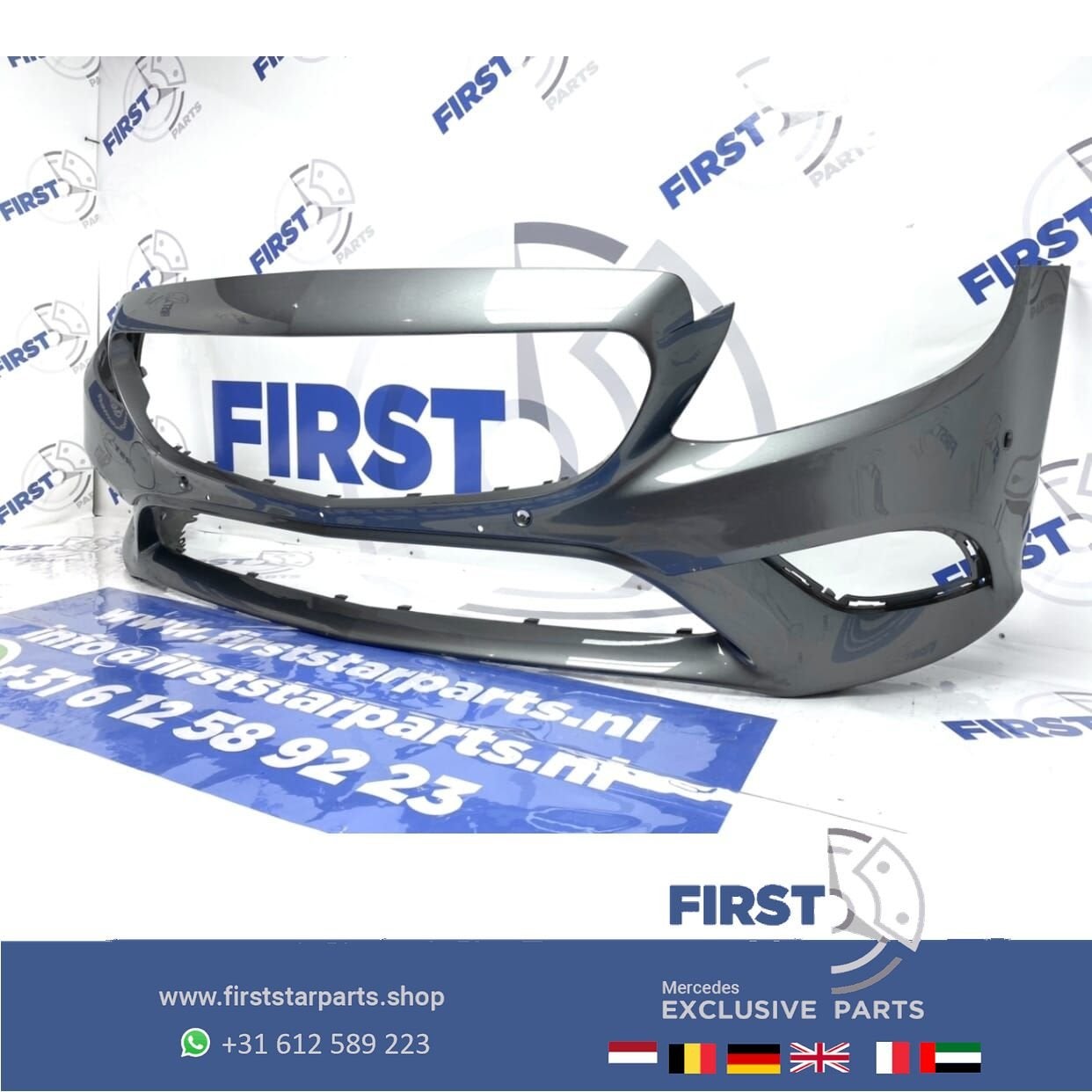 W205 C205 FACELIFT VOORBUMPER GRIJS Mercedes C Klasse bumper, Gebruikt, -, Voor, Ophalen of Verzenden