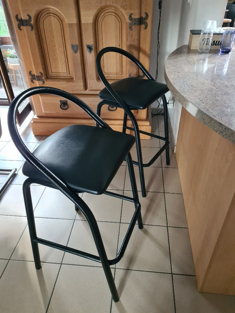 tabourerts de bar, Maison & Meubles, 2 tabourets, Comme neuf, Enlèvement, Cuir